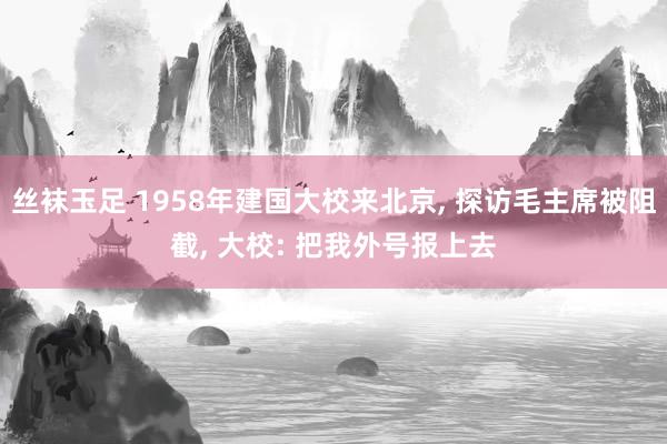 丝袜玉足 1958年建国大校来北京， 探访毛主席被阻截， 大校: 把我外号报上去